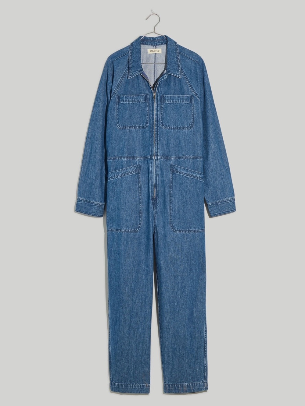 Madewell Garment-Dyed Denim Crop Coverall Jumpsuit
